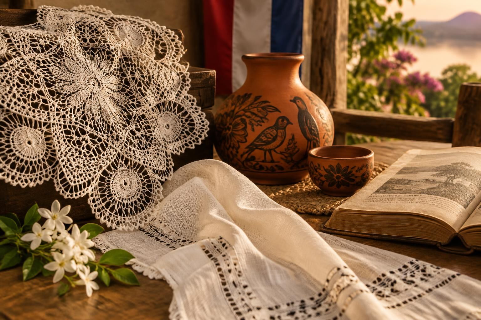 Ñandutí, ao po'i y cerámica paraguaya (imagen ilustrativa)